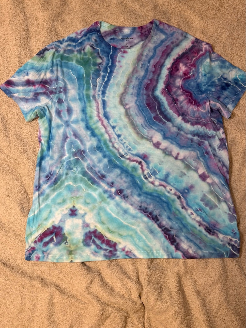 Goodfellow & Co Blue, Purple, Green Tie-Dye Short Sleeve Tee